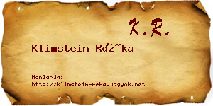 Klimstein Réka névjegykártya